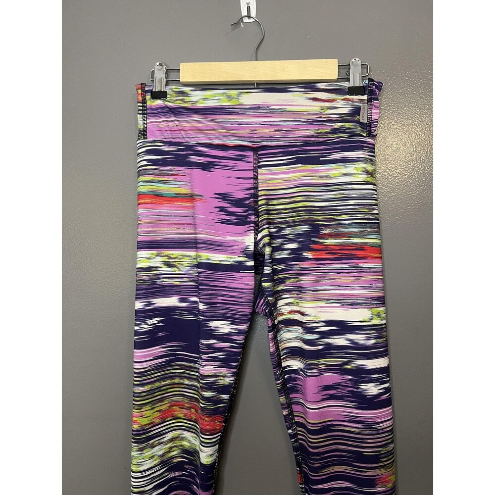 KOS USA Leggings Womens Medium Multicolor Abstract Stripe Ankle Skinny Yoga